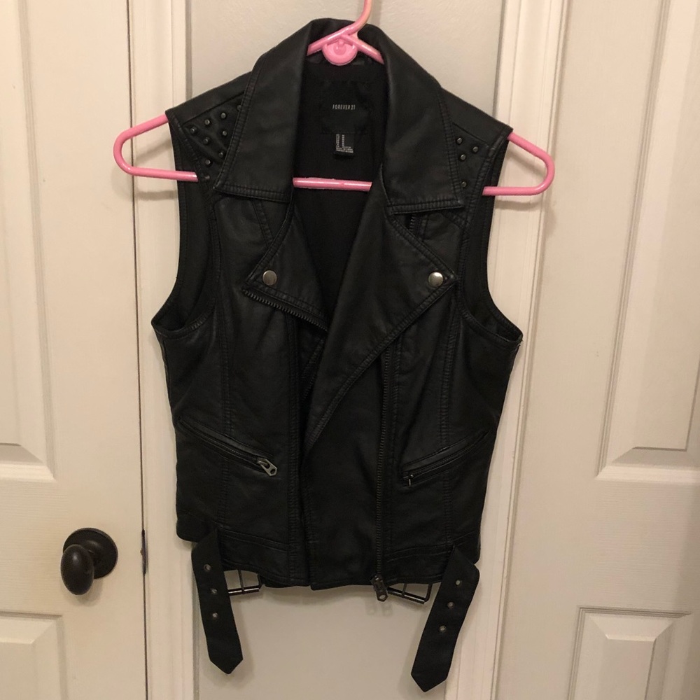 Faux leather vest